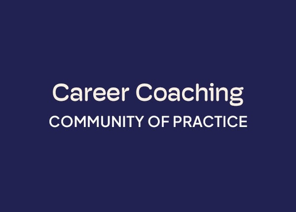 ICF Communities of Practice Career Coaching blue background logo
