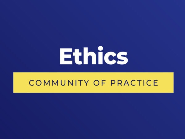 ICF Communities of Practice Ethics blue background logo