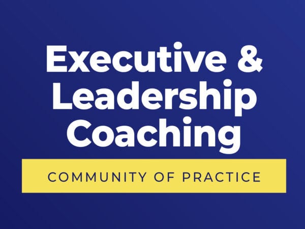 ICF Communities of Practice Executive and Leadership Coaching blue background logo