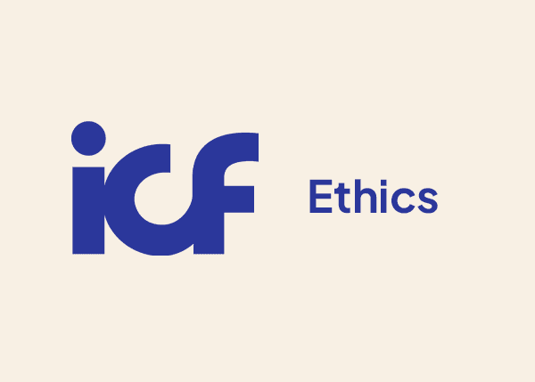 ICF Ethics logo representing commitment to ethical coaching practices.