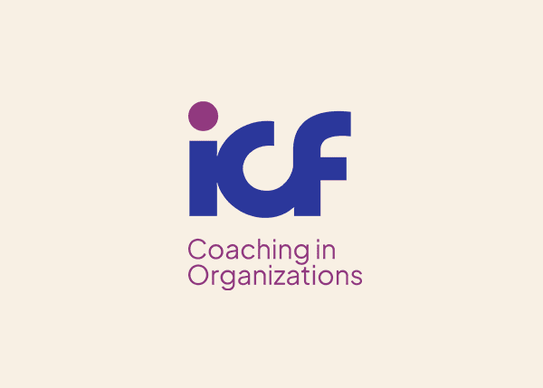 ICF Coaching in Organizations white logo supporting organizational coaching and leadership