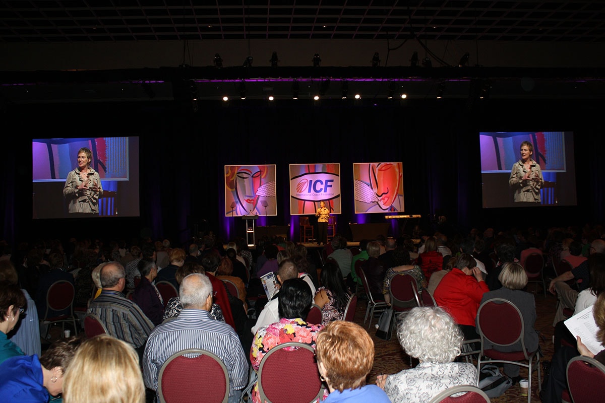 2009 ICF Global Board Chair Karen Tweedie welcomes attendees to the 2009 ICF Global Conference.
