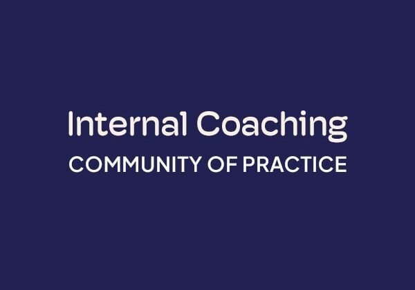 ICF Communities of Practice Internal Coaching blue background logo