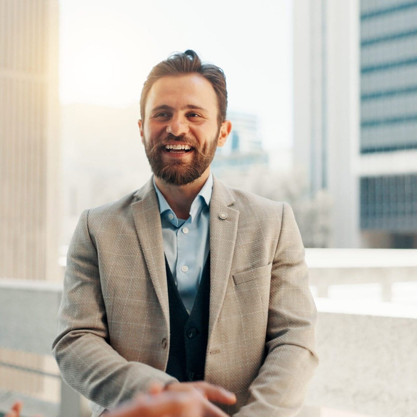 Meeting,,Happy,And,Teamwork,With,Business,Man,In,City,For