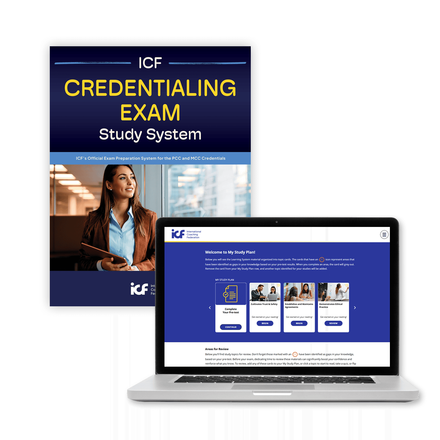 icf-ge-credentialing-exam-study-system-book-laptop-mockup